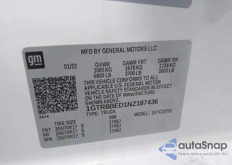 2022 GMC Sierra 1500 Limited 2Wd Double Cab Standard Box Sle from USA, damaged, VIN 1GTR8BED1NZ187436